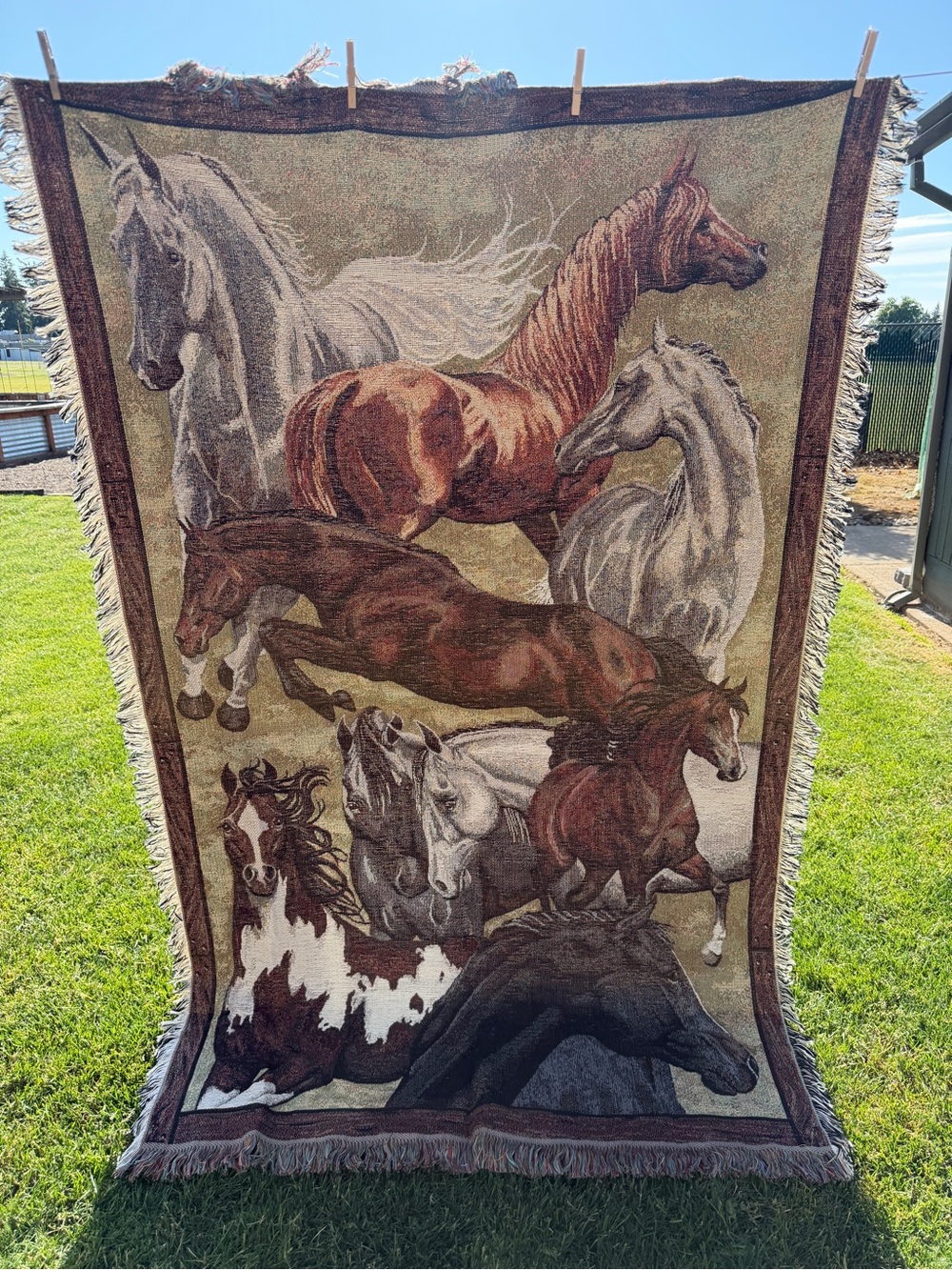 Arabian Horses Tapestry Throw Blanket 75x48 Equestrian Western Jumping Show Herd